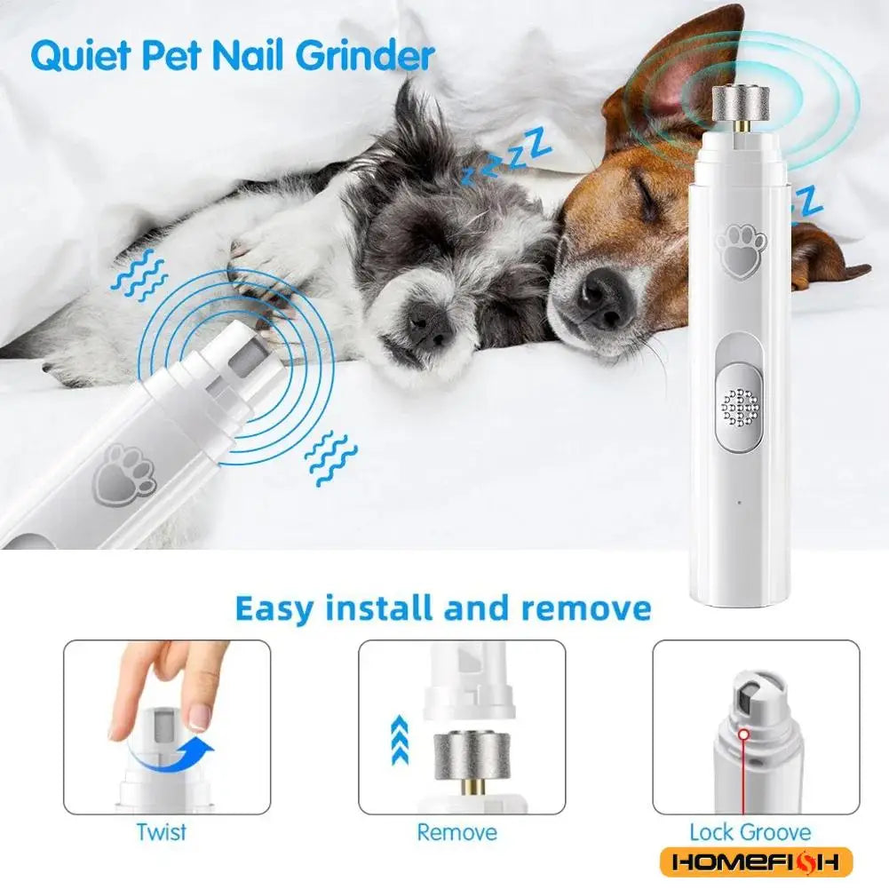USB Rechargeable Electric Dog Nail Grinder – Painless Trimmer for Small & Large Pets