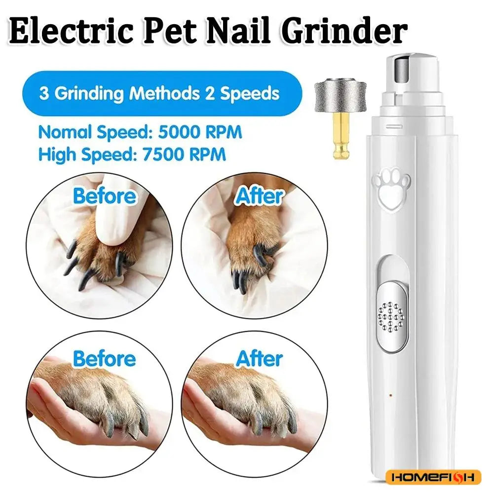 USB Rechargeable Electric Dog Nail Grinder – Painless Trimmer for Small & Large Pets