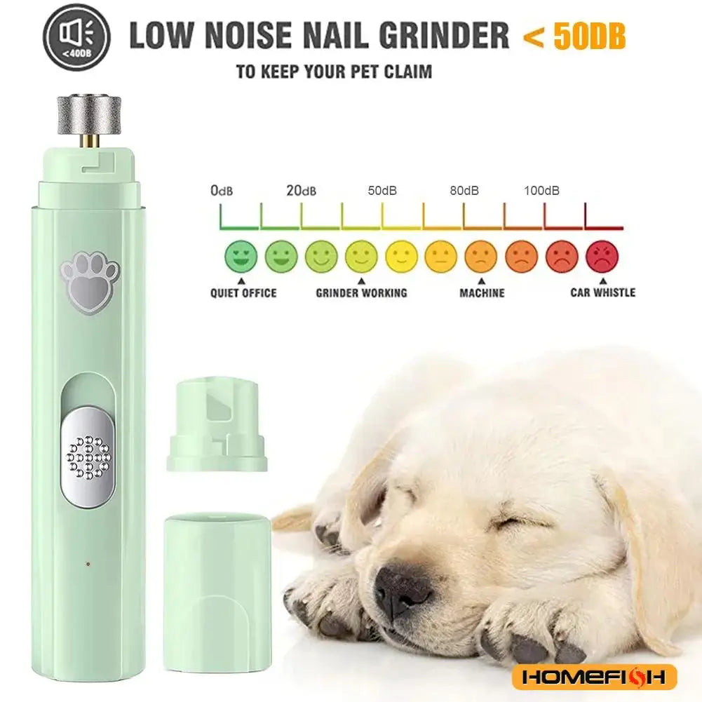 USB Rechargeable Electric Dog Nail Grinder – Painless Trimmer for Small & Large Pets