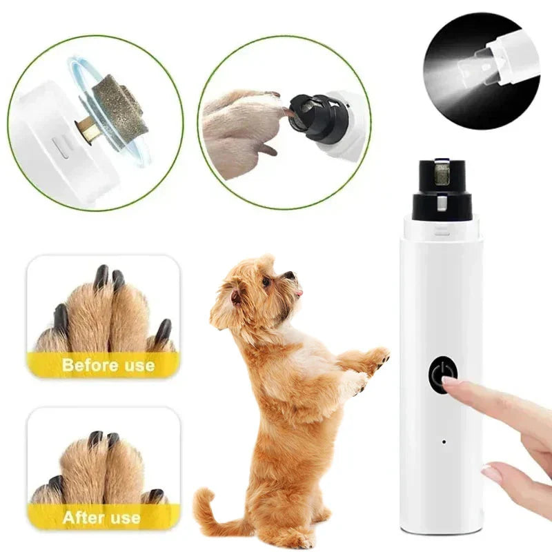 Electric Pet Nail Grinder with LED Light – USB Rechargeable for Dogs & Cats