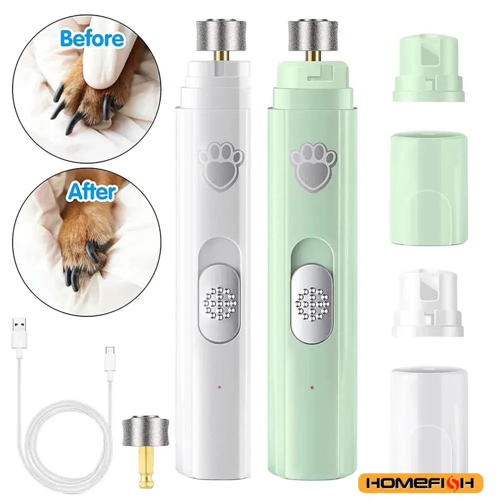 USB Rechargeable Electric Dog Nail Grinder – Painless Trimmer for Small & Large Pets