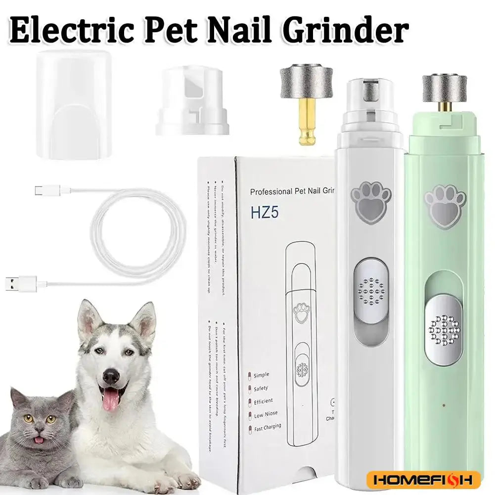 USB Rechargeable Electric Dog Nail Grinder – Painless Trimmer for Small & Large Pets