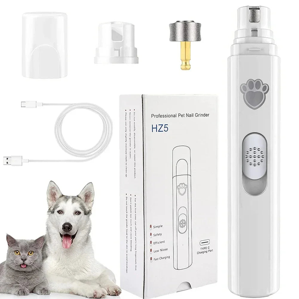 USB Rechargeable Electric Dog Nail Grinder – Painless Trimmer for Small & Large Pets